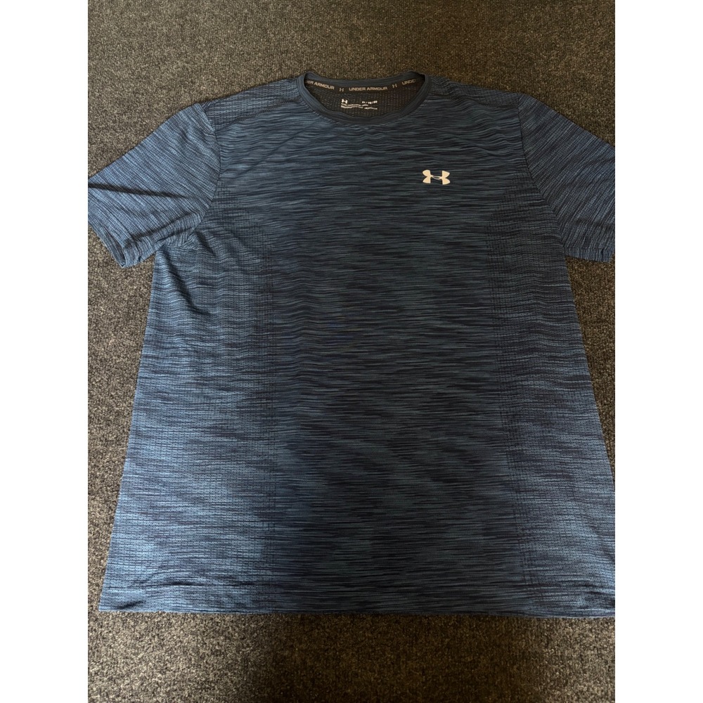 Under Armour Mens HeatGear Fitted Training Shirt Blue Space Dye XL